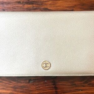 CHANEL SILVER Leather Wallet